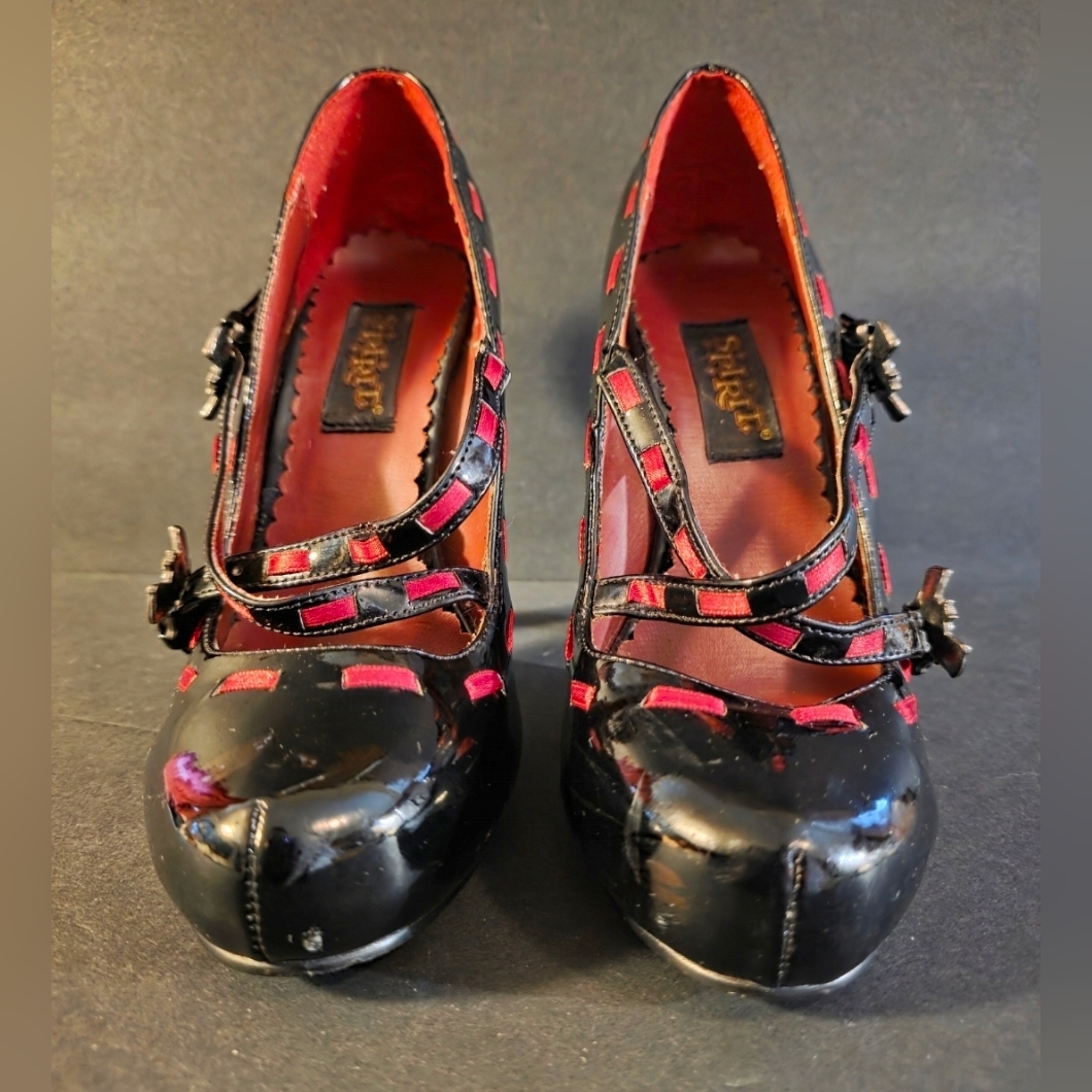 Spirit Halloween Funtasma Vampire Black Patent Shoes Size 6/7 Costume Accessorie